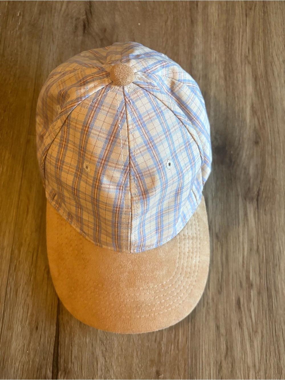 BP. Plaid Collegiate Baseball Cap with Faux Suede Brim